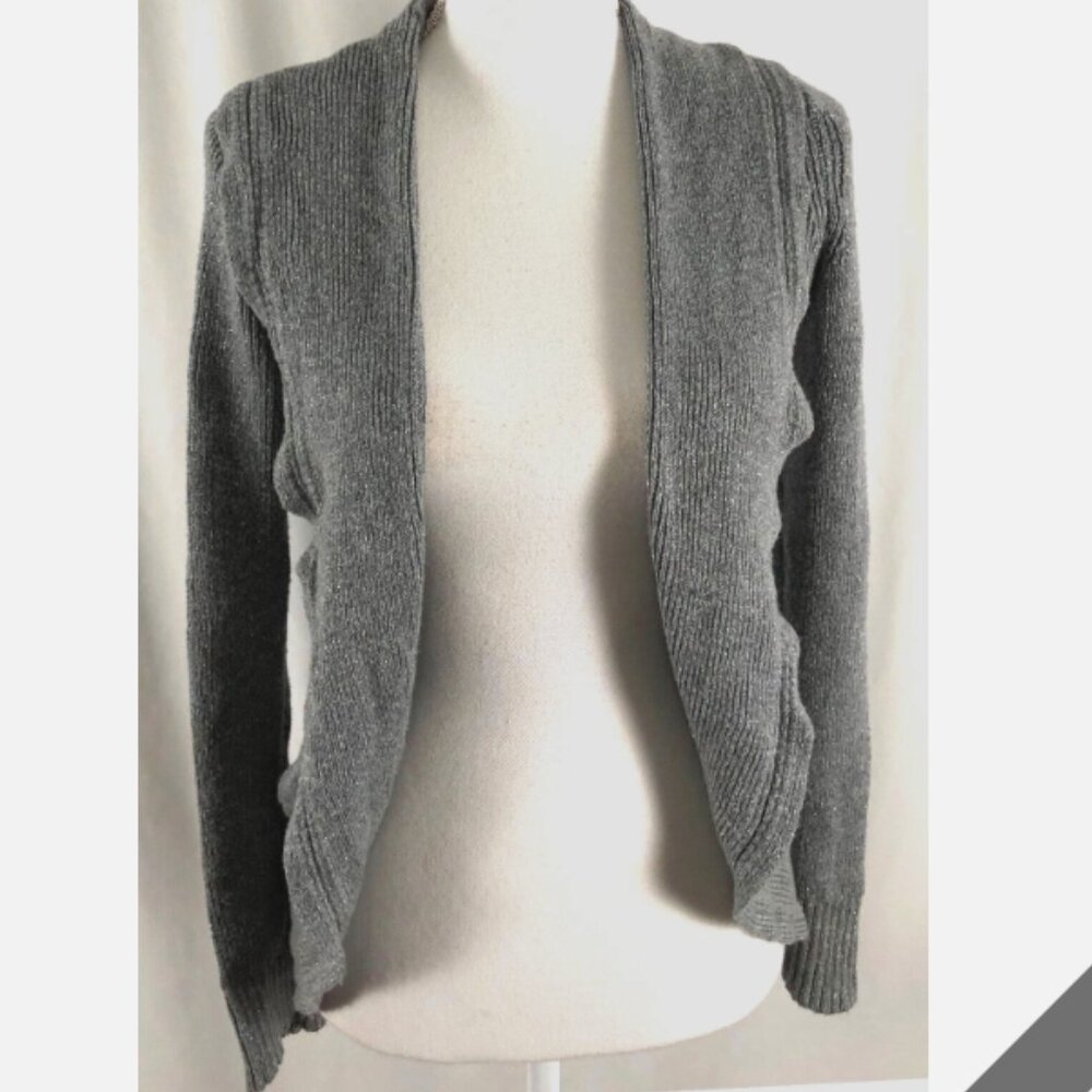 WHBM Women's Open Cardigan Gray Cotton Blend (Small)